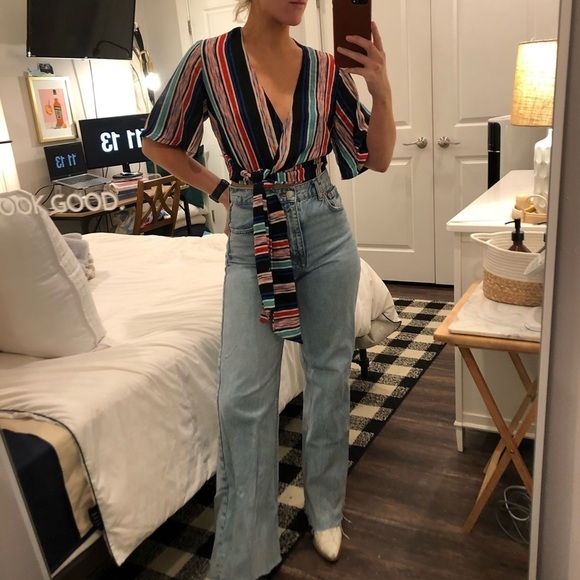 LUSH Stripe Wrap Crop Top - Picture 2 of 13